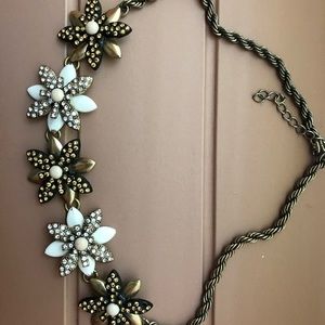 Gold, Black, and White Flower Necklace